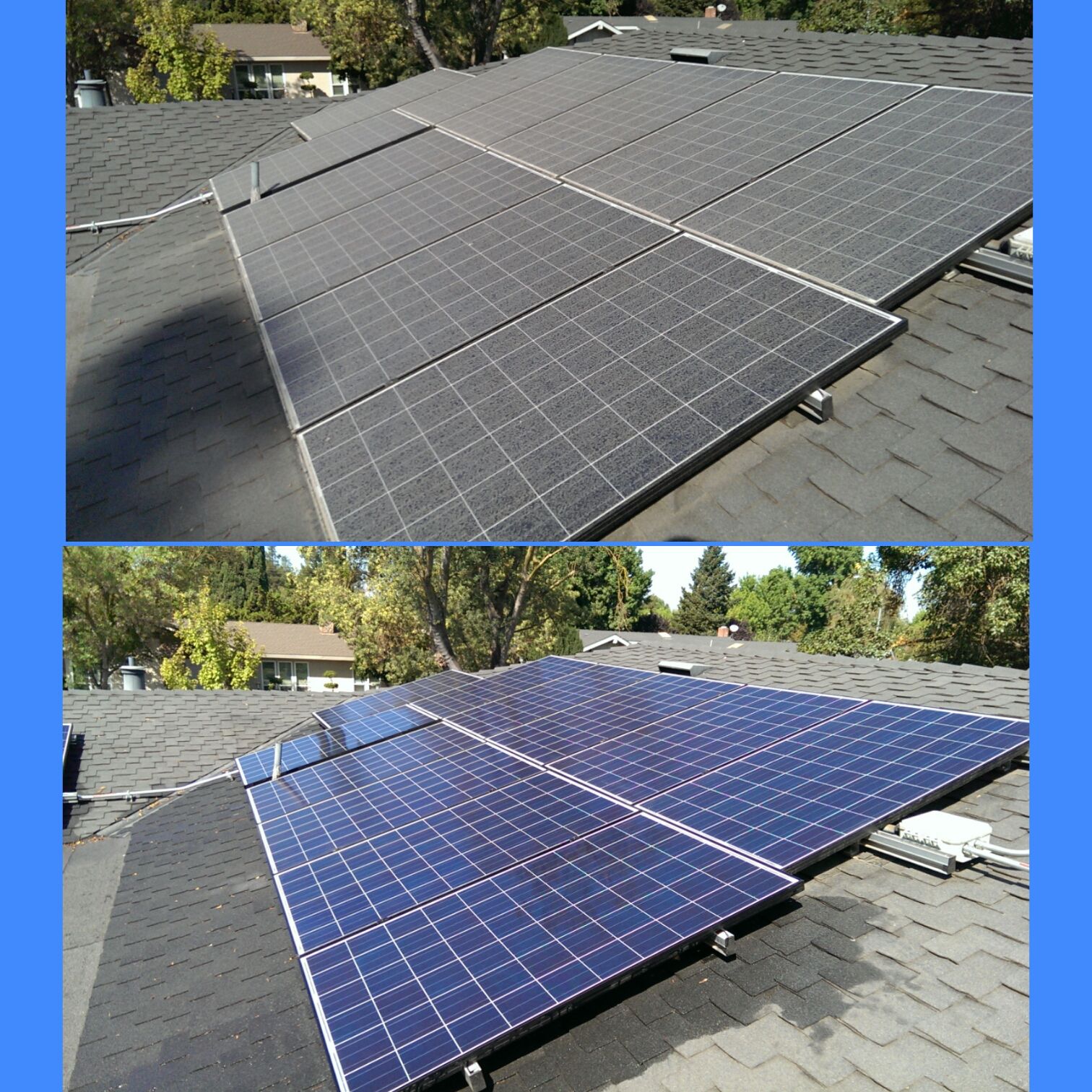 Before and after solar panel cleaning modesto, ca